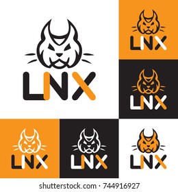 illustration of a lynx head on different backgrounds and inscription symbol. not a trademark