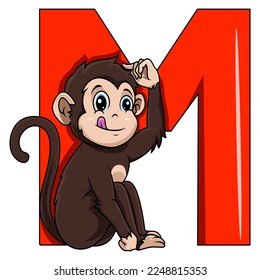Illustration of M letter for monkey