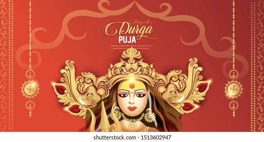 Illustration Of Ma Durga For Navratri Special, Beautiful Background Of Happy Navratri, Ma Durga Face 
Vector.