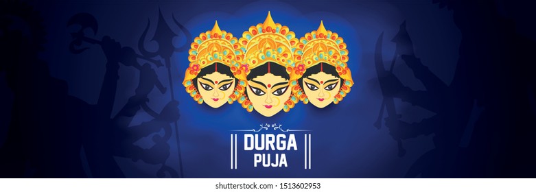 Illustration Of Ma Durga For Navratri Special, Beautiful Background Of Happy Navratri, Ma Durga Face 
Vector.