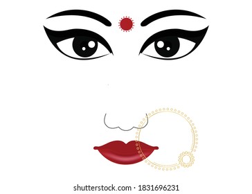 illustration maa durga face vector