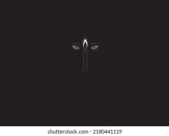 Illustration of Maa Kali "Welcome Goddess Kali. Happy Diwali concept. vector candle