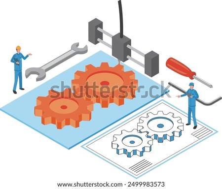 Illustration of machine parts made with a 3D printer