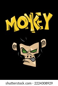 illustration of mad monkey for shirt design