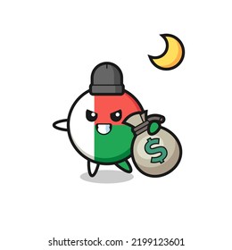 Illustration of madagascar flag badge cartoon is stolen the money , cute design