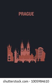 Illustration made with icons of most important buildings in Prague. Flat vector design.	
