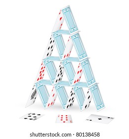 illustration of made of playing card on isolated background