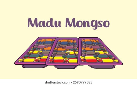 Illustration Madumongso. Madu Mongso is a snack from  Javanese. This snack is made from black sticky rice as the basic ingredient. Vector illustration