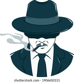 Illustration Mafia Gangster, Spy Icon, Universal Detective Vector For Website Design And App Development, Cool Logo For Your Esport Team