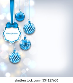 Illustration Magic Background with Celebration Card and Glass Balls for Merry Christmas - Vector