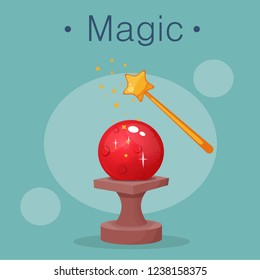 illustration with a magic ball about magic or tricks
