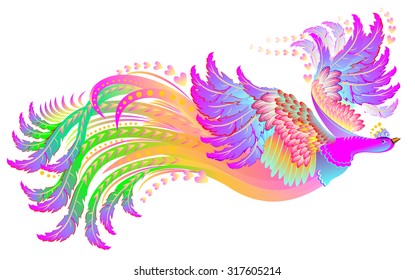Illustration of Magic bird, vector cartoon image.