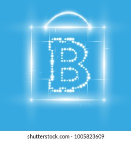 Illustration of Magic Box with bitcoin and Magic Light. Vector