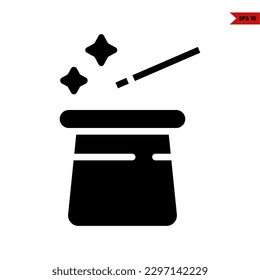 illustration of magic hat glyph icon 