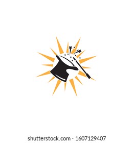 Illustration of magic hat with wand
