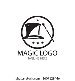Illustration of magic hat with wand