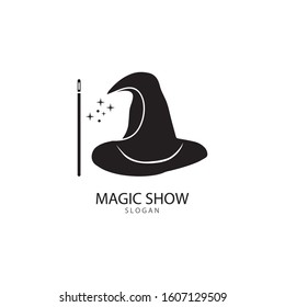 Illustration of magic hat with wand
