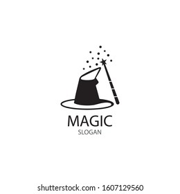 Illustration of magic hat with wand