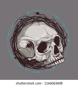 Illustration of magic human skull