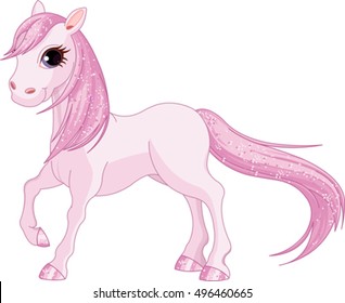 
Illustration of magic pink horse