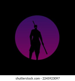Illustration of a magic stick warrior from the mountains