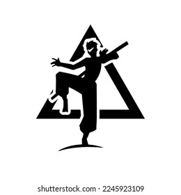 Illustration of a magic stick warrior from the mountains