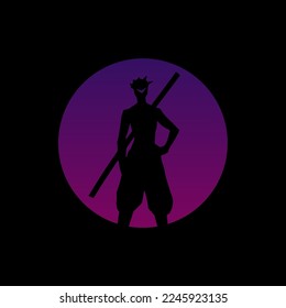 Illustration of a magic stick warrior from the mountains