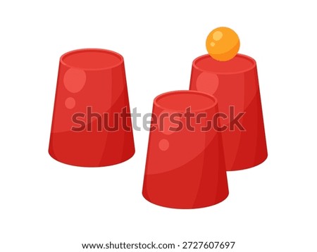 Illustration of a magic trick using cups and balls