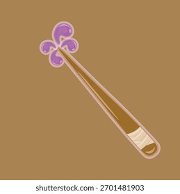 ilustração de uma varinha mágica ou varinha de conjuração, com espumante no final da varinha, varinha de madeira