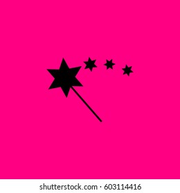 Illustration of magic wand icon . Black icon on pink background
