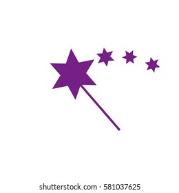 Illustration of magic wand icon. Violet icon
