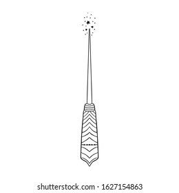 Illustration of an magic wand. Mystical drawing of a wizard's wand.