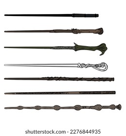 Illustration of magic wands vector