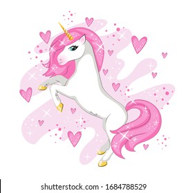 Illustration and magical  cute unicorn Print for t  shirt sticker 