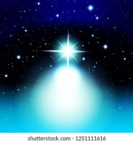 Illustration of a magical north star. Starlight Night. Space.