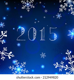 The illustration of magical snow Background with new year figures. Vector image