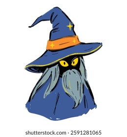 Illustration of a Magical Witch Hat Halloween Witch Hat, Enchanted Wizard Hat