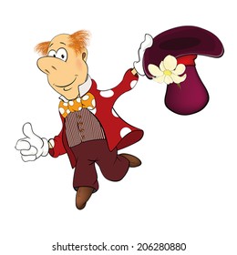 Illustration of a magician cartoon 