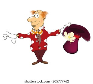 Illustration of a magician gnome cartoon 