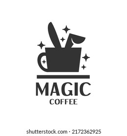 illustration of magician hat forming a cup and rabbit ears. good for any business related to coffee.