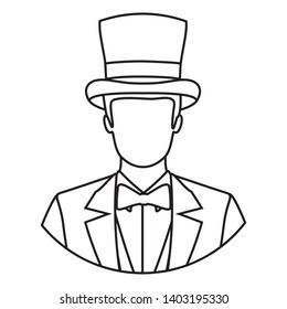 Illustration of magician. Man with mustache in top hat in flat style. - Illustration 