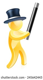 An illustration of a magician in a top hat with a wand