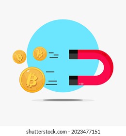 Illustration of a magnet attracting bitcoin