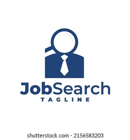 illustration of a magnifier forming an employee's head. logo template for job searching company.