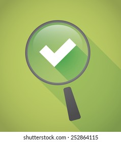 Illustration of a magnifier icon with a check mark