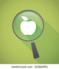 Illustration of a magnifier icon with a fruit