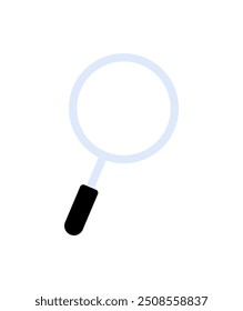 Illustration of a magnifying glass in blue and black, symbolizing search, analysis, and data inspection. Useful for topics on research, data analysis, investigation, and examination.