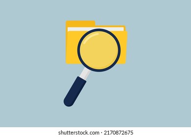 Illustration of a magnifying glass and document. Flat Search Concept with folder icon. flat style design