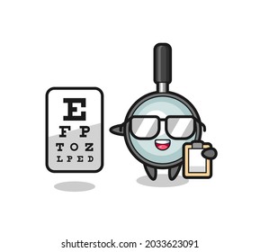 Illustration of magnifying glass mascot as an ophthalmology , cute style design for t shirt, sticker, logo element