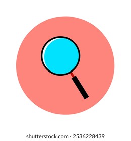 Illustration of a magnifying glass on a pink circle background. This magnifying glass image symbolizes the importance of focus and pursuit in business.